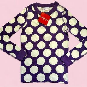 NWT Hanna Andersson Organic Cotton Purple Polka Dot Pajama Top Size 6/7